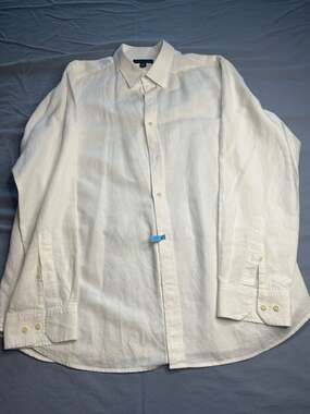Banana Republic Men's White 100% Linen Long Sleeve Button Up Shirt Size XL (17-1